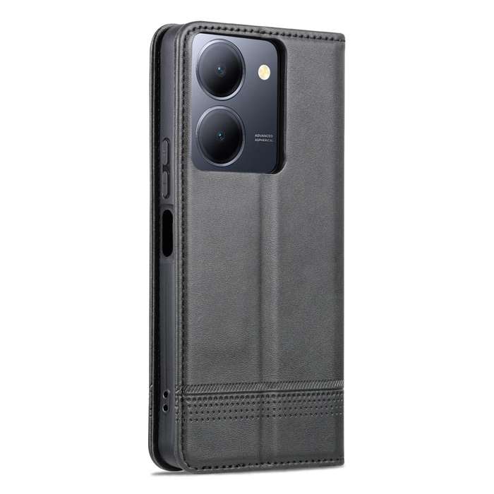 For vivo Y36 Global AZNS Magnetic Calf Texture Leather Phone Case(Black)