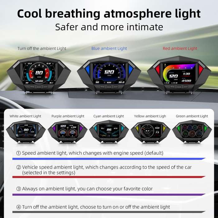 P1 3.5 inch Car OBD2 GPS HUD Head Up System Smart Digital Speedometer Meter Display
