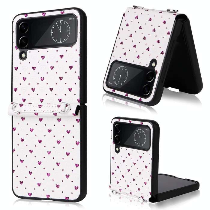 For Samsung Galaxy Z Flip4 5G Colorful Love Lanyard Phone Case(Purple)