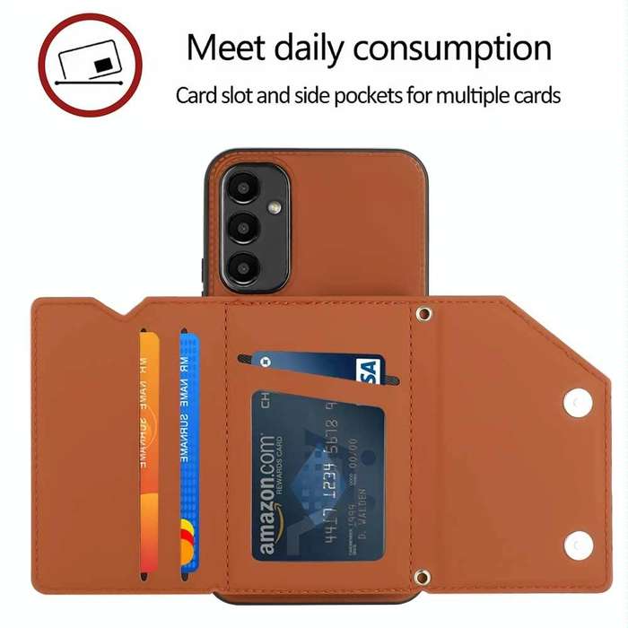 For Samsung Galaxy A34 Skin Feel PU + TPU + PC Card Slots Phone Case(Brown)