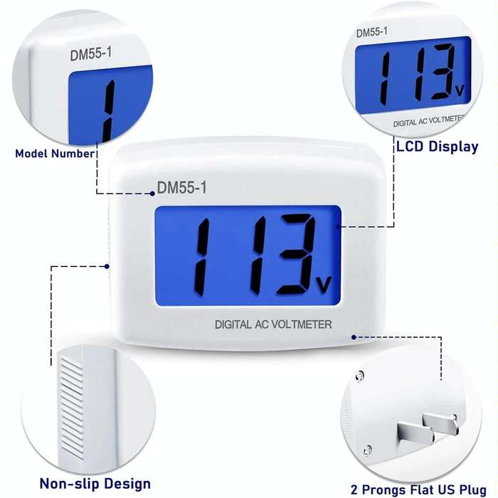 DM55-1 AC 110V- 220V LCD Digital Voltmeter Voltage Tester Detector Meter US Plug