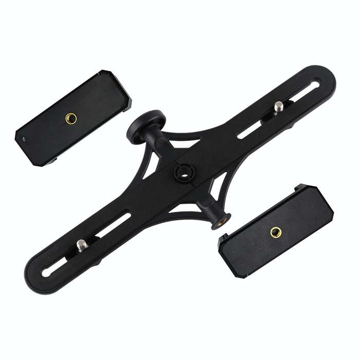 PULUZ Live Broadcast Dual Phone Brackets Horizontal Holder for iPhone, Galaxy, Huawei, Xiaomi, So...