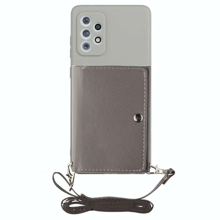 For Samsung Galaxy A33 5G Crossbody Lanyard Wallet Card Bag Phone Case(Grey)