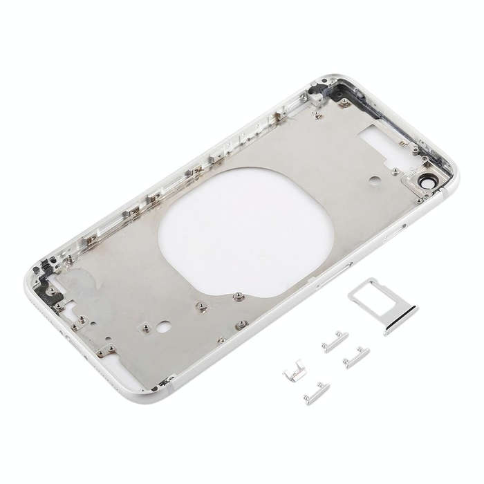 Transparent Back Cover with Camera Lens & SIM Card Tray & Side Keys for iPhone 8 (White)