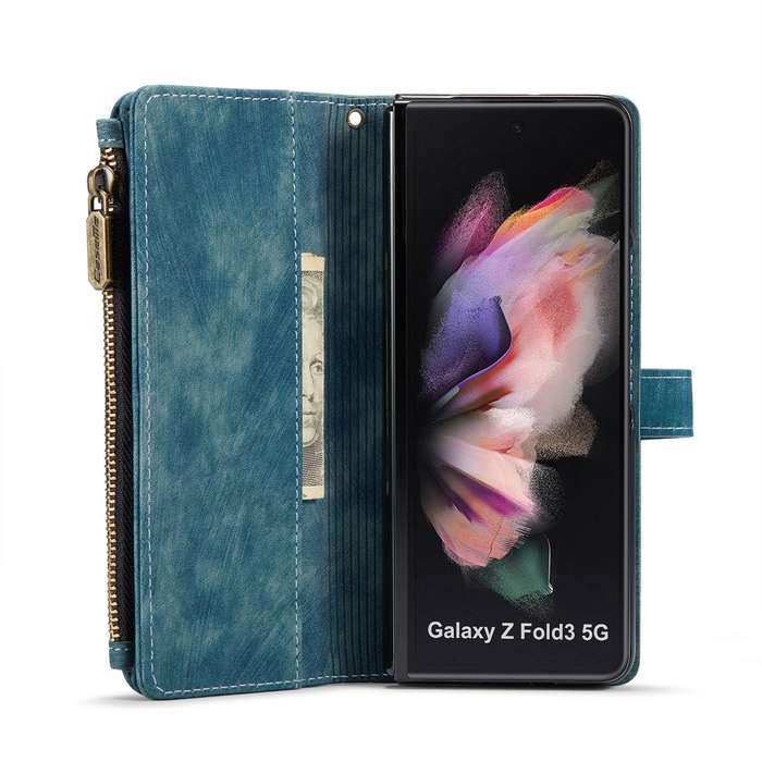 For Samsung Galaxy Z Fold3 5G CaseMe C30 Multifunctional Phone Leather Phone Case(Blue)