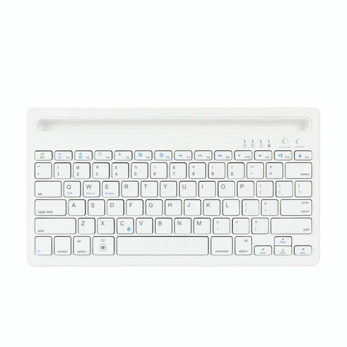 B908 Ultra-slim 78 Keys Bluetooth Wireless Keyboard with Concave Mobile Phone Holder (White)