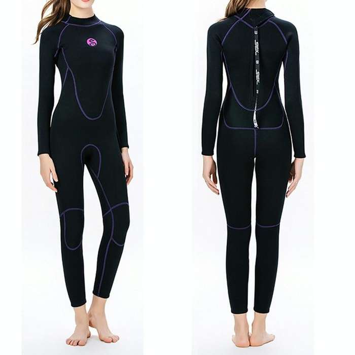 SLINX 1714 3mm Neoprene Super Elastic Warm Long-sleeved Full Body One-piece Wetsuit for Women, Si...