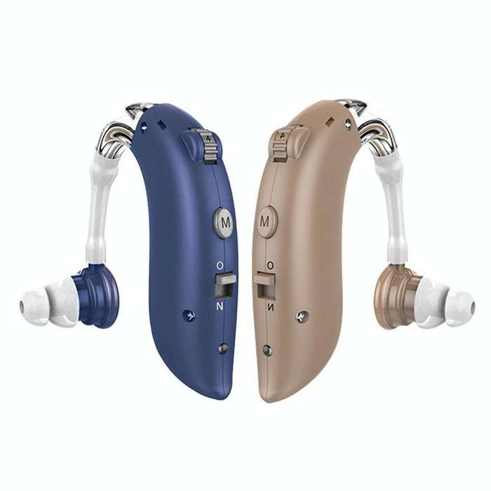 GM-105 Smart Noise Cancelling Ear-hook Rechargeable Elderly Hearing Aids, Spec: US Pulg(Blue)