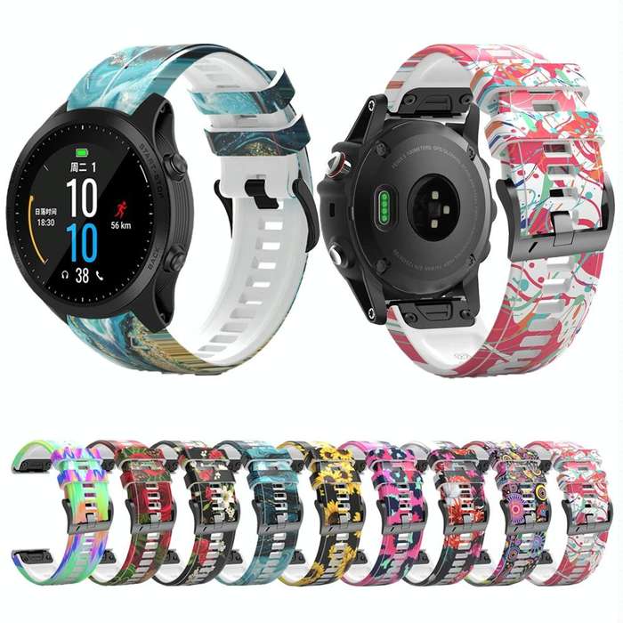 For Garmin Forerunner 965 / 955 / 945 / 935 Printing Quick Release Silicone Watch Band(Colorful)