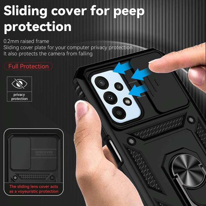For Samsung Galaxy A23 Sliding Camshield Holder Phone Case(Black)