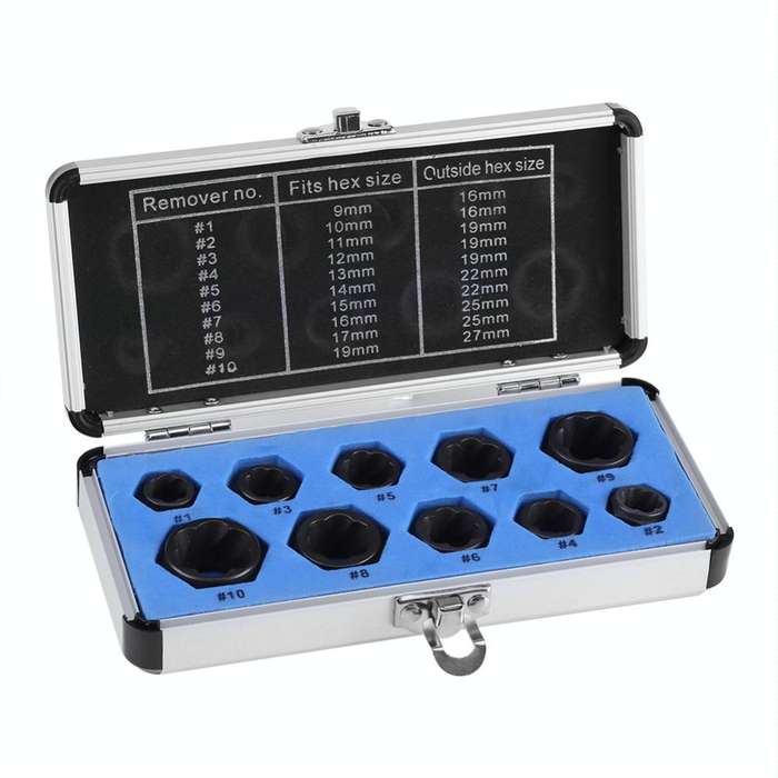 10 In 1 Damaged Nut Bolt Extractor Sleeve Hex Nut Removal Tool, Style:Low Style