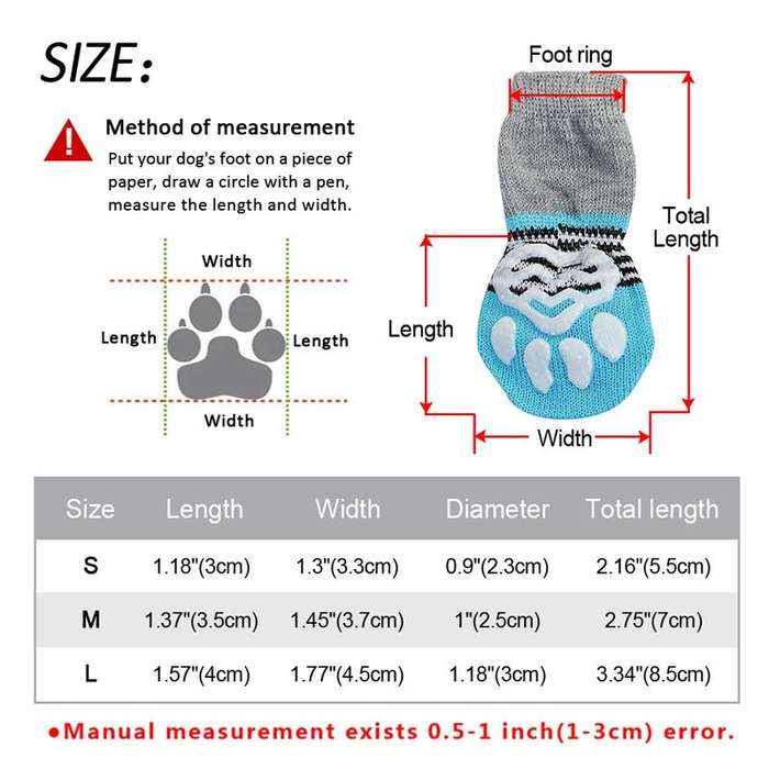 4pcs /Set  Pet Dog Puppy Cat Shoes Slippers Non-Slip Socks Pet Cute Indoor for Small Dogs Cats Sn...
