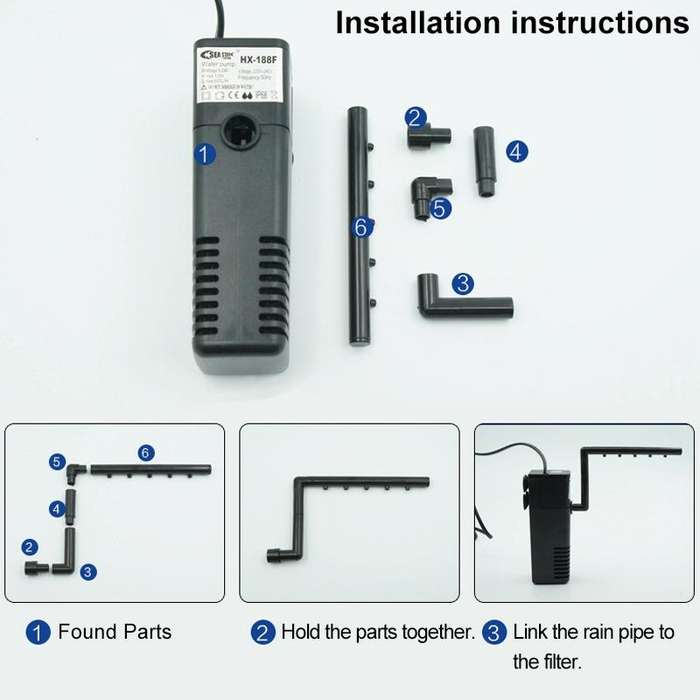 HX-188F 8W 600L/H Multi-function Submersible Aquarium Water Pump Circulation Pump Fish Tank Inter...