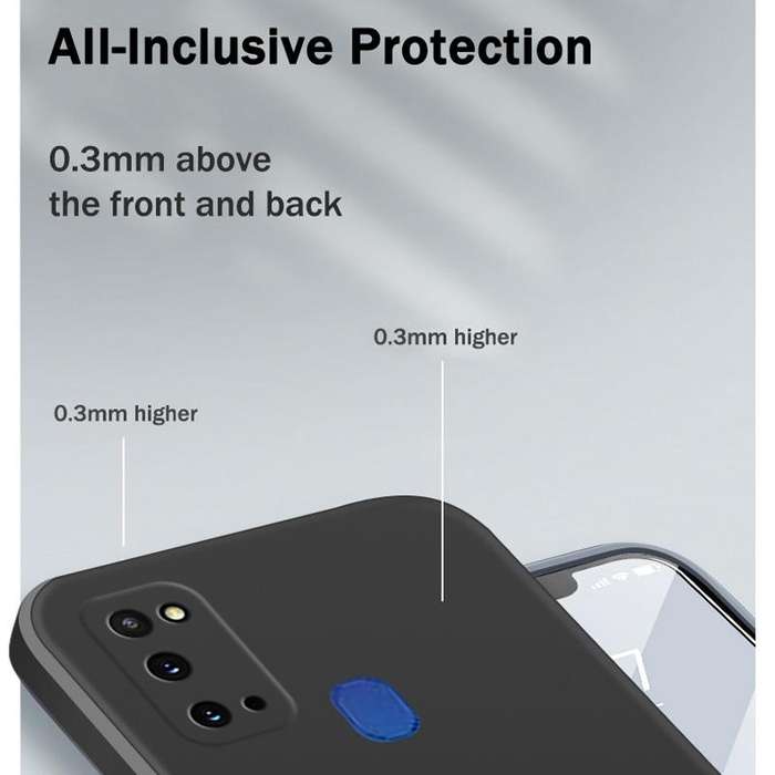 For Samsung Galaxy A21s Solid Color Imitation Liquid Silicone Straight Edge Dropproof Full Covera...