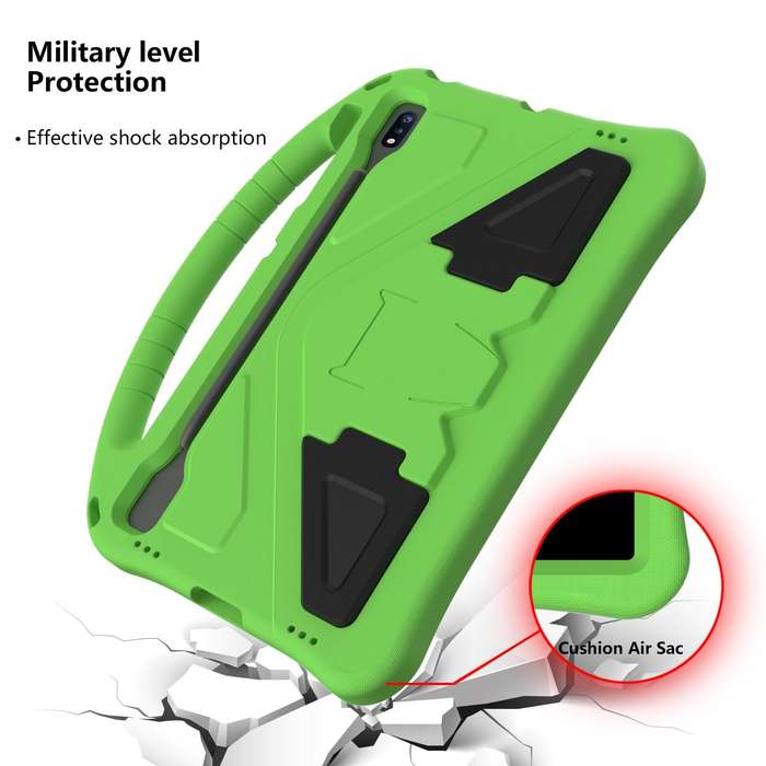 For Samsung Galaxy S7 FE T730 / T736 EVA Flat Anti Falling Protective Case Shell with Holder(Green)
