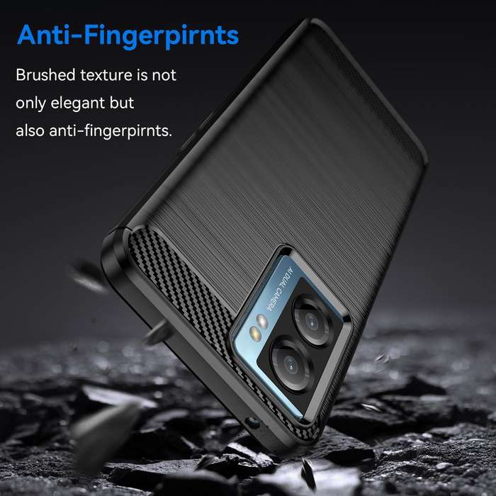 For OPPO A77 4G Brushed Texture Carbon Fiber Shockproof TPU Phone Case(Black)