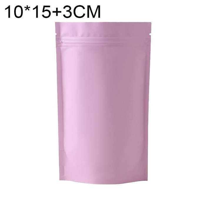 100 PCS/Set Matte Aluminum Foil Snack Stand-up Pouch, Size:10x15+3cm(Pink)