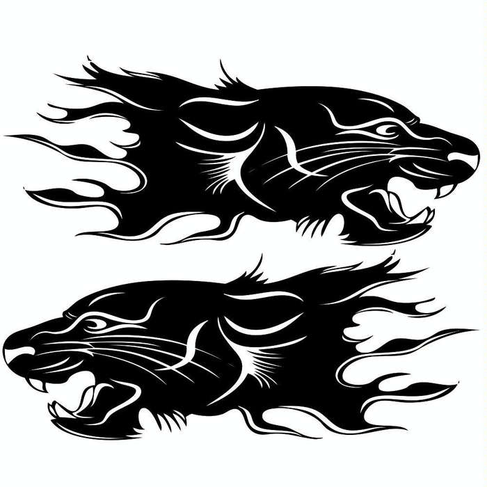 2 PCS/Set D-417 Lion Pattern Car Modified Decorative Sticker(Black)