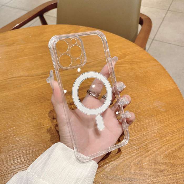 For iPhone 12 Pro Max Fine Hole MagSafe Magnetic Clear Acrylic TPU Case