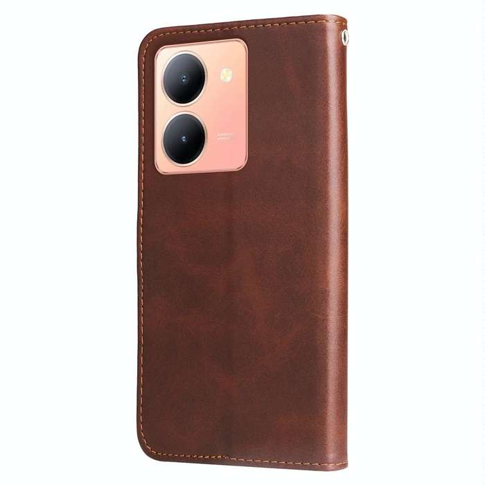 For vivo Y36 4G / 5G Global Fashion Calf Texture Zipper Leather Phone Case(Brown)