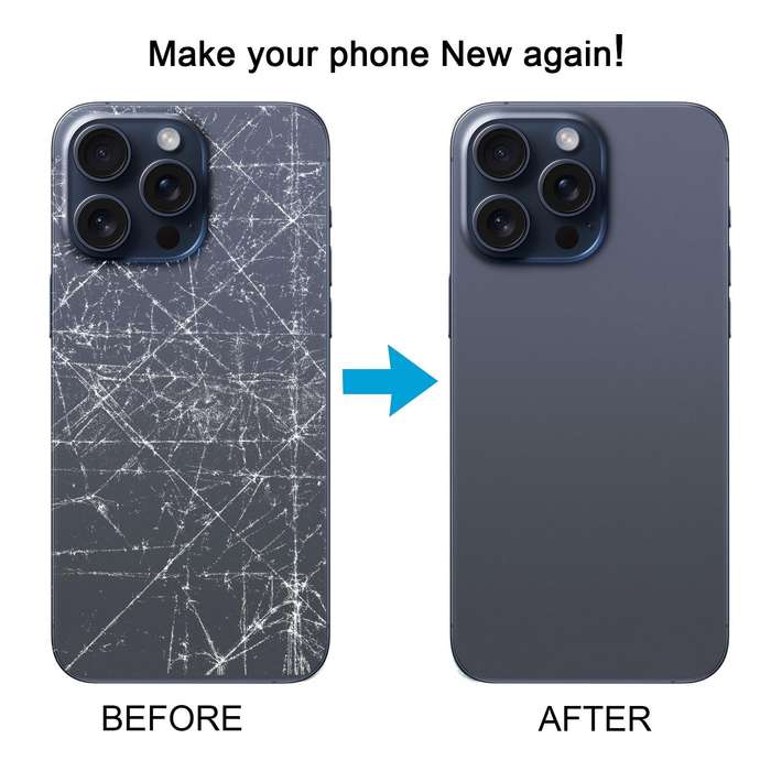 For iPhone 15 Pro Max Easy Replacement Big Camera Hole Glass Back Battery Cover(Blue)