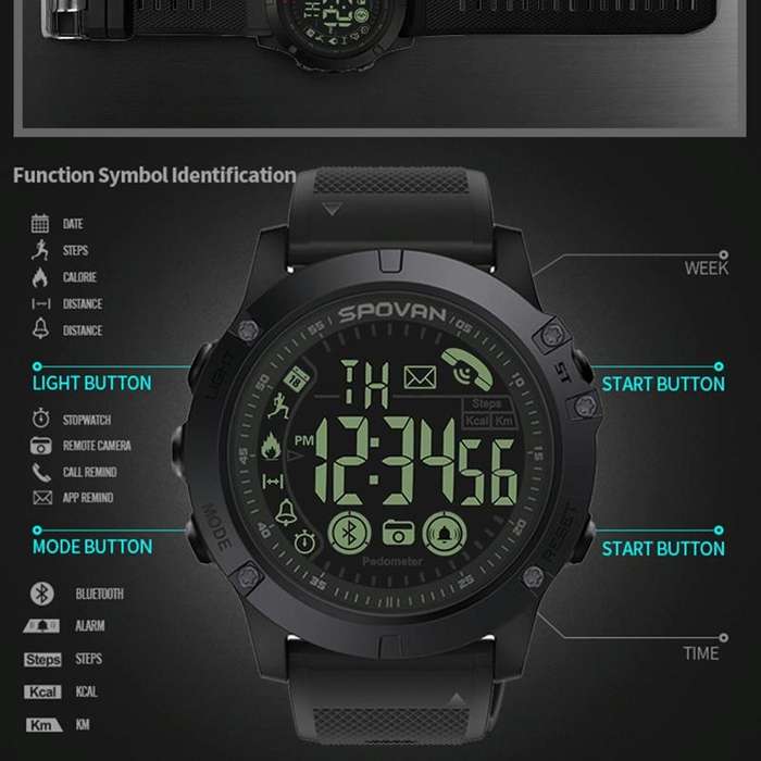 PR1-2 1.24 inch IP68 Waterproof Sport Smart Watch, Support Bluetooth / Sleep Monitor / Call Remin...