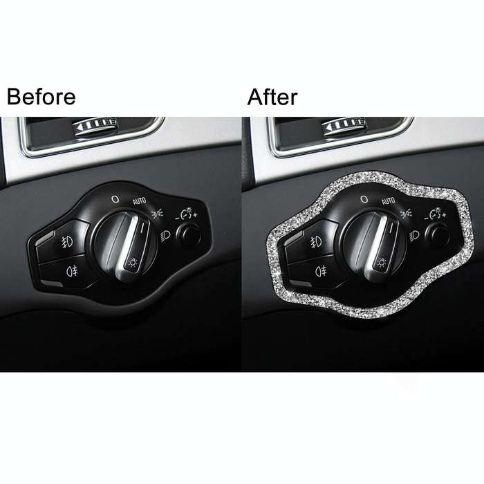 For Audi A4 / A5 / Q5 Car Headlight Switch Frame Diamond Decoration Sticker, Left and Right Drive
