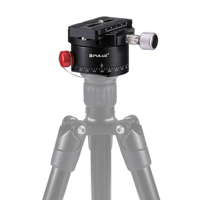 PULUZ Aluminum Alloy Panoramic Indexing Rotator Ball Head with Quick Release Plate for Camera Tri...