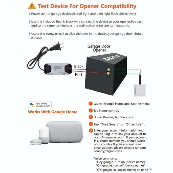 Tuya APP Remote Control WIFI Smart Garage Door Controller, Specification: UK Plug