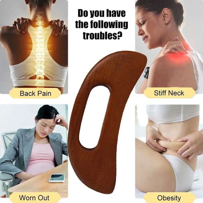 Wooden Back Scraping Board Stovepipe Massage Tool(Carbonized Beech)
