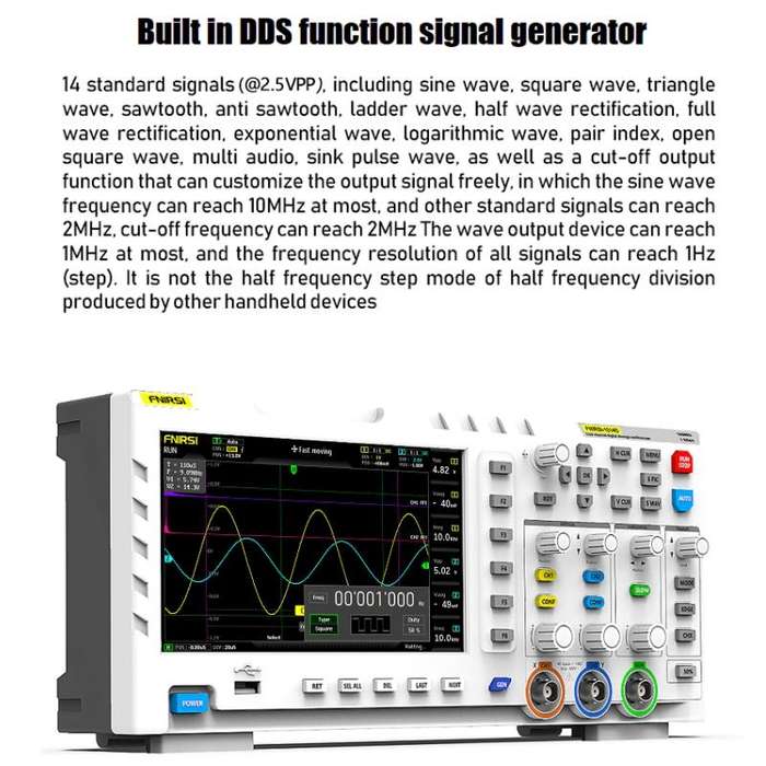 FNIRSI 1014D +P4100 Probe 2 in 1 Dual-channel 100M Bandwidth Digital Oscilloscope 1GS Sampling Si...