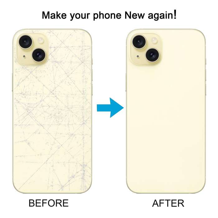 For iPhone 15 Plus Battery Back Cover with Camera Lens Cover + MagSafe Magnet(Yellow)