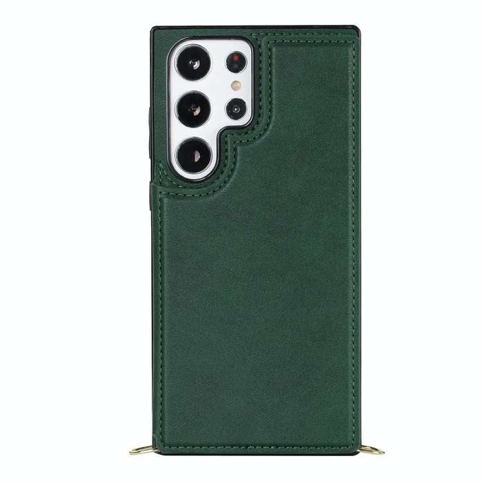 For Samsung Galaxy S23 Ultra 5G Cross-body Square Double Buckle Flip Card Bag TPU+PU Case(Green)