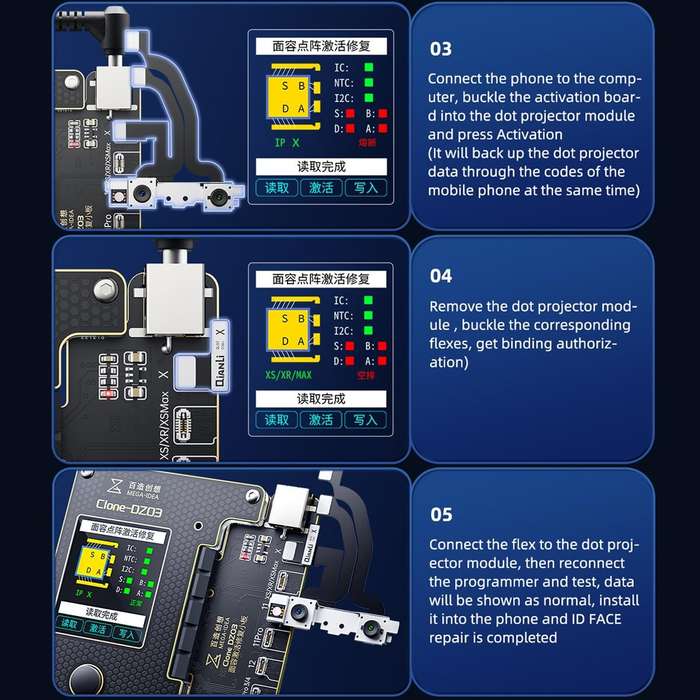 MEGA-IDEA Clone DZ03 Battery Activation & Face ID Dot Matrix Programmer for iPhone 8-14 Pro Max, ...
