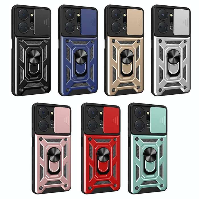 For Honor X7a 5G Sliding Camera Cover Design TPU+PC Phone Case(Black)