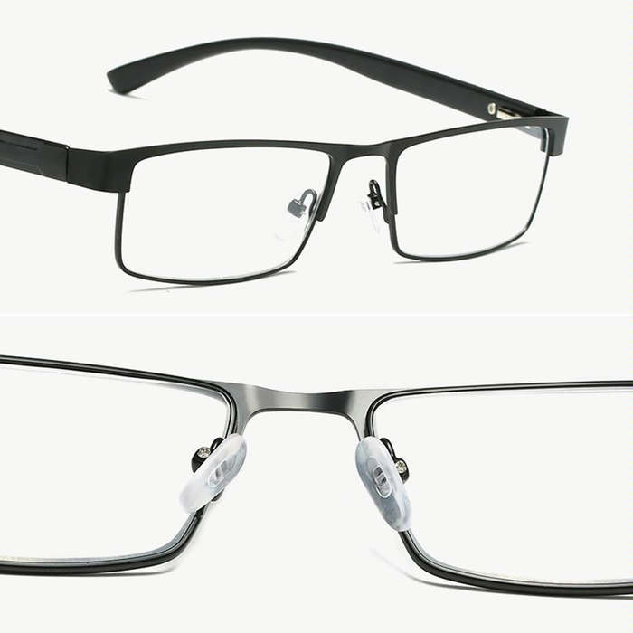 Simple Matel Frame Reading Glasses Hyperopia Eyeglasses +3.50D(Matte Black)
