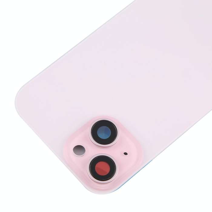 For iPhone 15 Battery Back Cover with Camera Lens Cover + MagSafe Magnet(Pink)