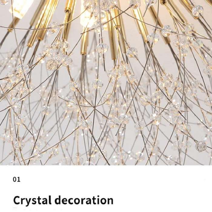 Bedroom Crystal Ceiling Lamp Creative Dandelion Living Room Lamp Dining Room Lamp, Style:Chrome (...