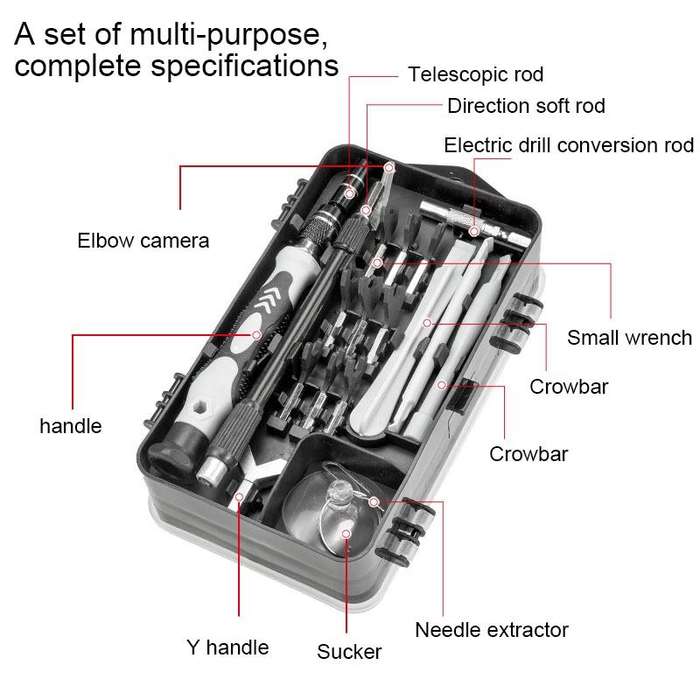 138 in 1 DIY Mobile Phone Disassembly Tool Clock Repair Multi-function Tool Screwdriver Set (Grey)