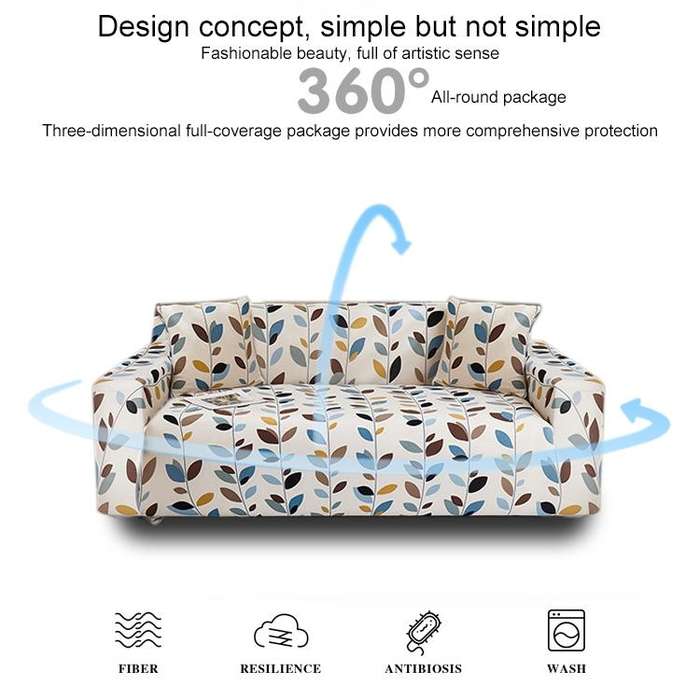 Double Seat Four Seasons Full Coverage Elastic Non-slip Sofa Cover(Hippie Dog)
