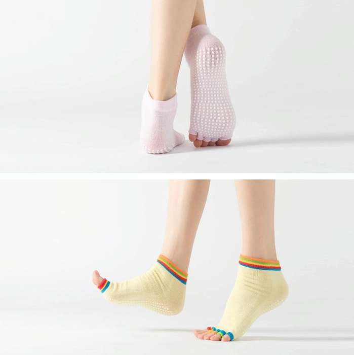 3 Pair Open-Toe Yoga Socks Indoor Sports Non-Slip Five-Finger Dance Socks, Size: One Size(Pure Co...
