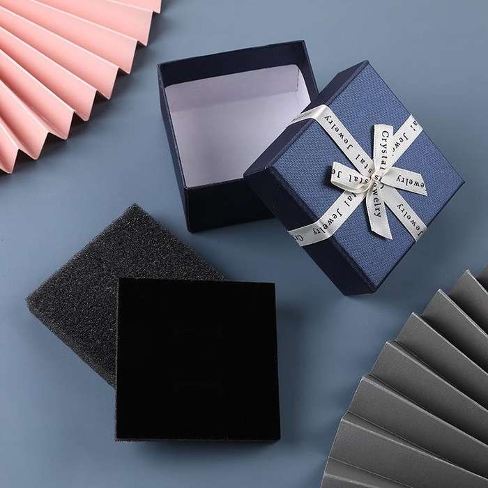 10 PCS Bowknot Jewelry Gift Box Square Jewelry Paper Packaging Box, Specification: 8x8x3.5cm(Dark...