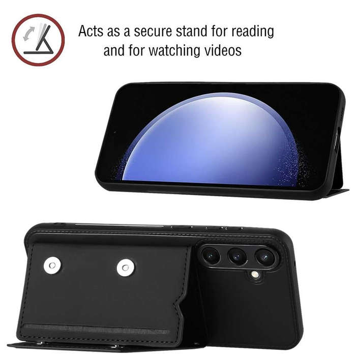 For Samsung Galaxy S23 FE 5G Skin Feel PU + TPU + PC Card Slots Phone Case(Black)