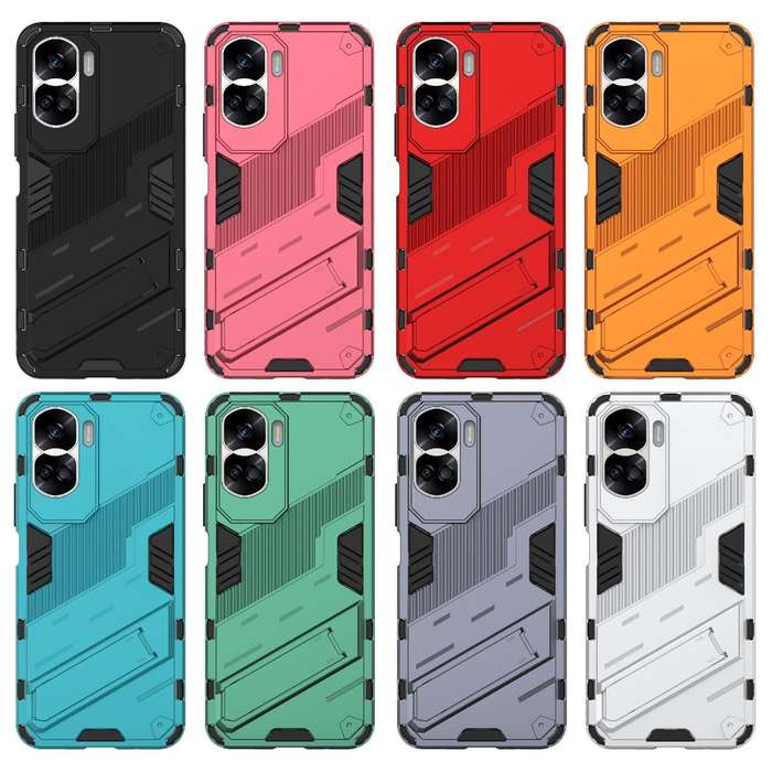 For Honor 90 Lite 5G Global Punk Armor 2 in 1 PC + TPU Phone Case with Holder(White)