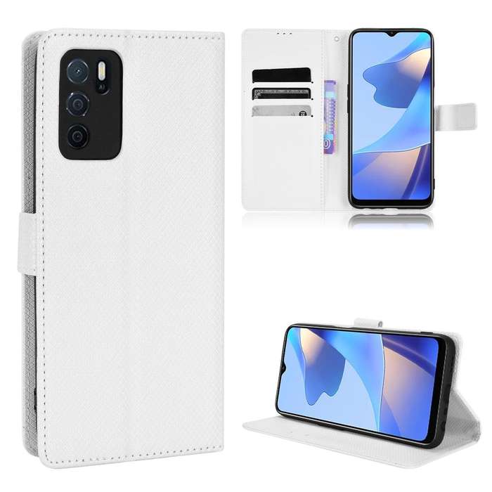For OPPO A16 / A16s Diamond Texture Leather Phone Case(White)