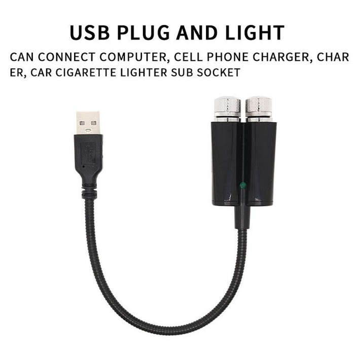 Car Two-color USB Star Dome Light Atmosphere Laser Projection Decorative Light, Voice Control Ver...