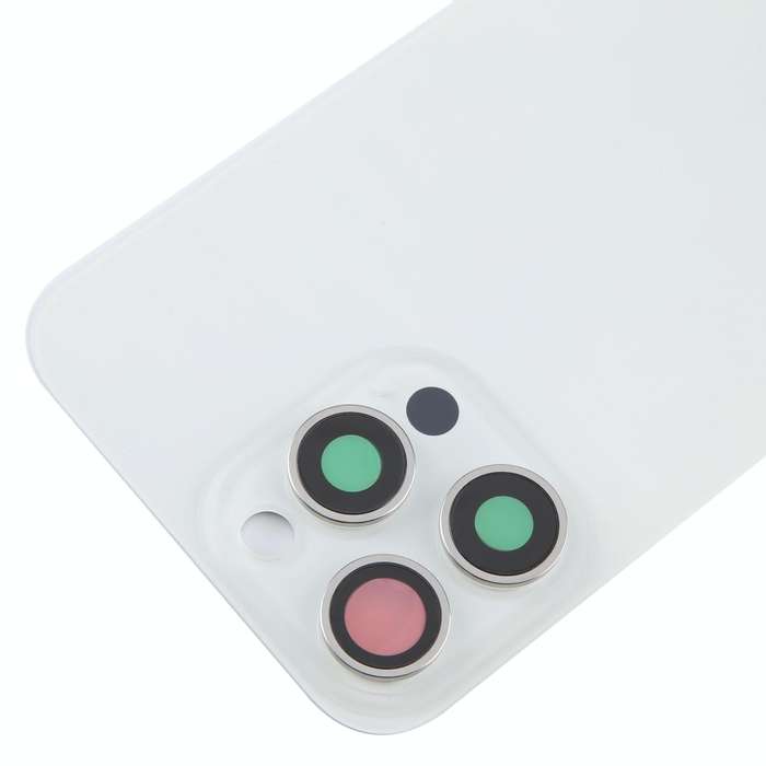 For iPhone 15 Pro Max Glass Battery Back Cover with Camera Lens Cover(White)