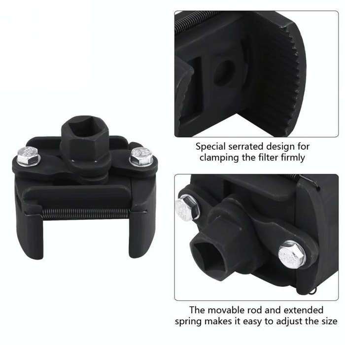 60mm-80mm Universal Cast Steel Adjustable 2 Jaw Oil Filter Wrench Fuel Remover Removal Tool Two-c...
