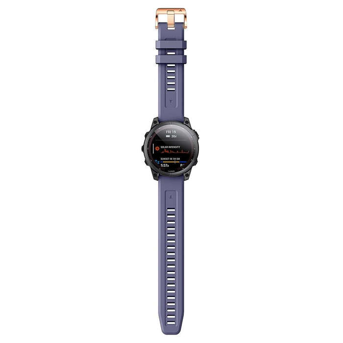 For Garmin Fenix 6S 20mm Rose Gold Buckle Silicone Watch Band(Dark blue)