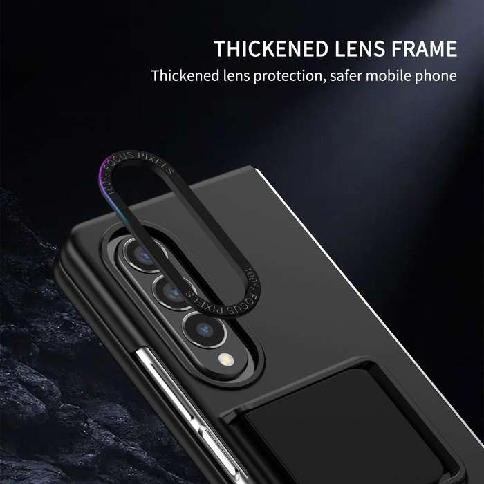 For Samsung Galaxy Z Fold3 5G Three-dimensional Folding Holder PC Phone Case(Black)